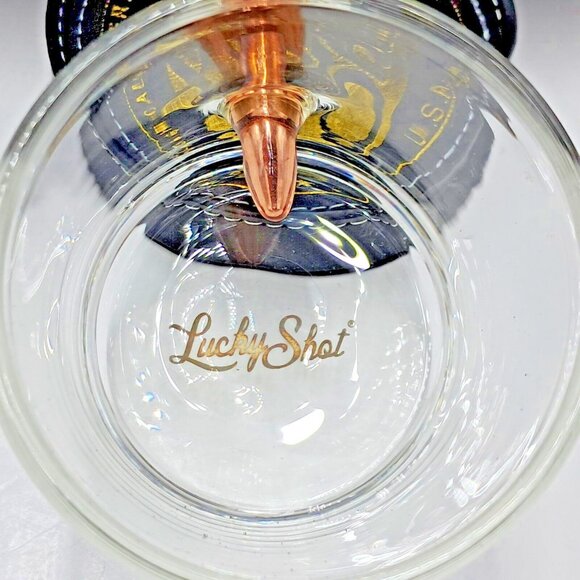 Lucky Shot Bullet Whiskey Glasses- Set of 4 With Matching Coasters And Holder - Picture 7 of 15